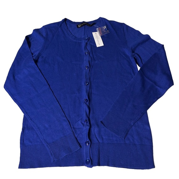 New York & Company Blue Jewel Button Cardigan - Picture 1 of 5
